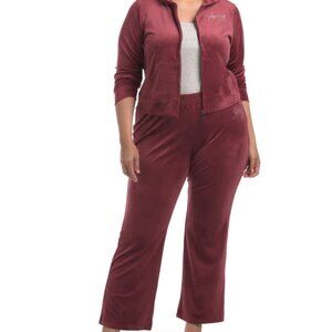 JUICY COUTURE 2pc Plus Classic Velour Tracksuit Set Plus Size Wine